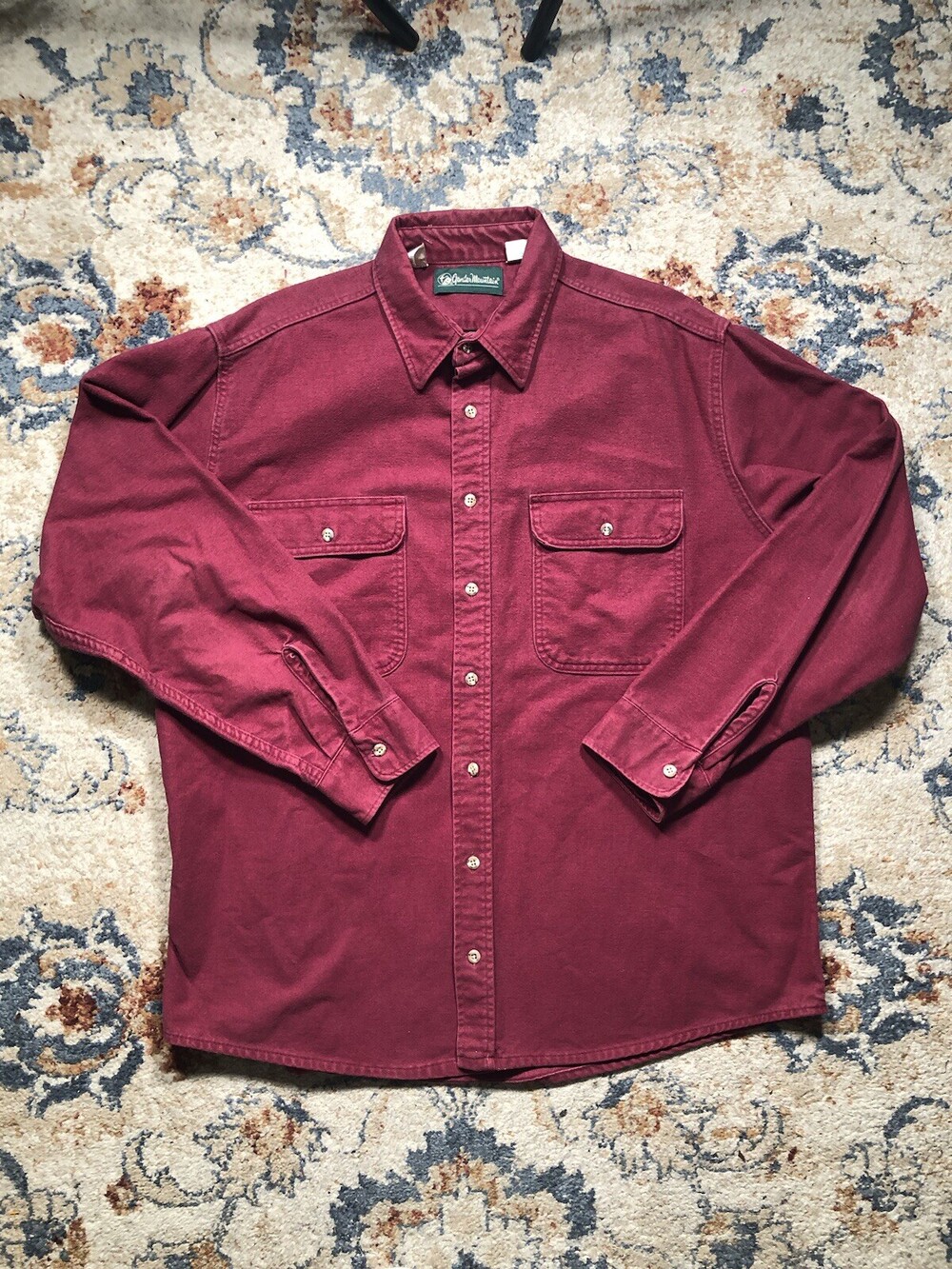 Vintage Gander Mountain Chamois Button Up Shirt Mens 2XL Big Cotton Red USA
